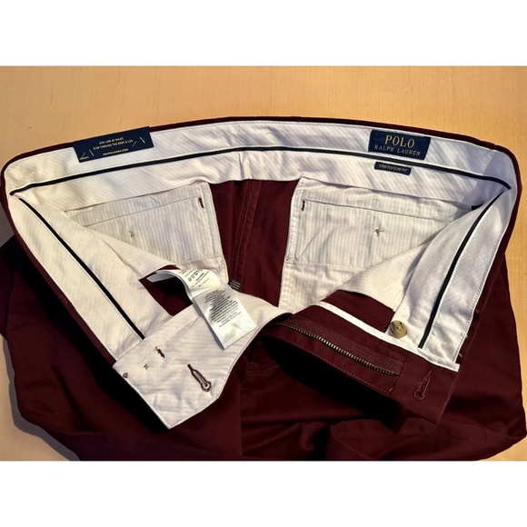 Polo by Ralph Lauren Mens Slim-Fit Stretch Chino Pants Khaki Rich Ruby 34/30 New - Picture 5 of 8